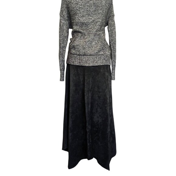 Provence d'amour Womens Size 8 Midi Skirt Black Suede Leather Handkerchief Hem - Picture 1 of 10